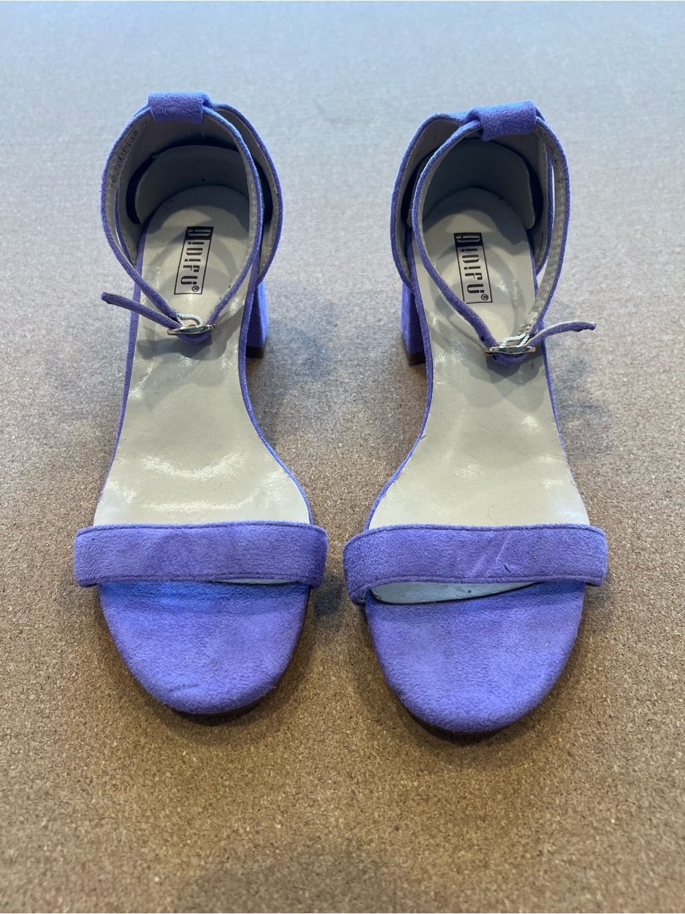 Women’s Didifu Violet Suede Ankle-Strap Block Heels Size 7